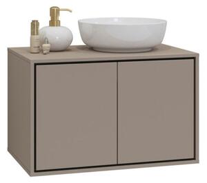 Dulap lemn masiv baie Irvella pentru chiuvetă, 78 × 51 × 48 cm - Crem