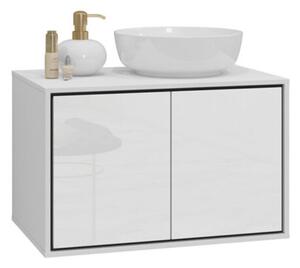 Dulap lemn masiv baie Irvella pentru chiuvetă, 78 × 51 × 48 cm - Alb