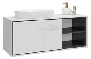 Dulap lemn masiv baie Irvella pentru chiuvetă, 120 × 51 × 48 cm - Alb