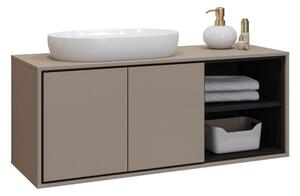 Dulap lemn masiv baie Irvella pentru chiuvetă, 120 × 51 × 48 cm - Crem