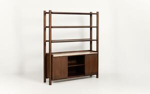Bibliotecă lemn masiv Steekla si marmura, 152 × 43 × 183 cm - Nuc