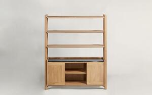 Bibliotecă lemn masiv Steekla si marmura, 152 × 43 × 183 cm - Natur