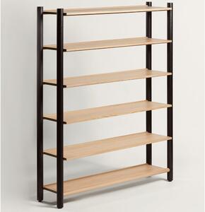 Bibliotecă lemn masiv Steekla, 152 × 39 × 183 cm - Natur
