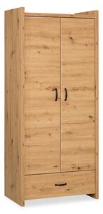 Dulap lemn masiv alb Amelie /Stejar, 84 × 190 × 50 cm - Stejar deschis