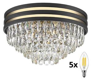 Plafonieră de cristal Brilagi VELURE 5xE14/40W/230V negru