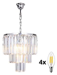 Lustră de cristal pe lanț Brilagi MOZART 4xE14/40W/230V crom lucios