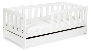 Pat lemn masiv alb pentru tineri Amelie 160×80cm /Stejar - Alb, Dulap pentru depozitare