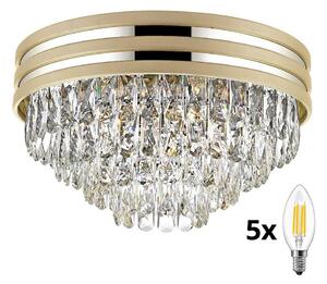 Plafonieră de cristal Brilagi VELURE 5xE14/40W/230V auriu