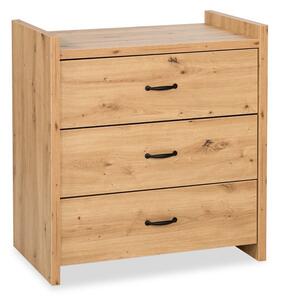 Comodă lemn masiv alb Amelie /Stejar, 84 × 87 × 45 cm - Stejar deschis