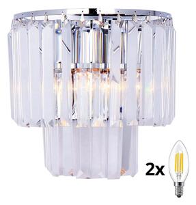 Aplică de cristal Brilagi MOZART 2xE14/40W/230V crom lucios