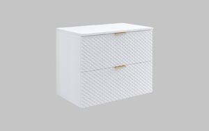 Corp lemn masiv de baie cu 2 sertare Liora, 80 × 63 × 49 cm - Alb