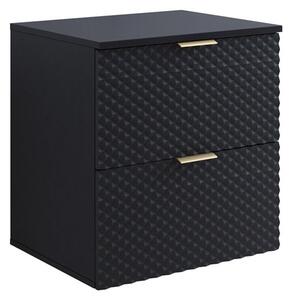 Corp lemn masiv de baie cu 2 sertare Liora, 60 × 63 × 49 cm - Negru