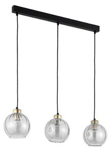 Lustră suspendată cu cablu DEVI 3xE27/15W/230V, negru/fumuriu