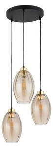 Lustră suspendată pe cablu SEBO 3xE27/15W/230V negru/bej fumuriu
