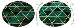 Exclusiv EMERALD covor 1020 cerc - glamour, stilat, marmură, triunghiurile sticla verde / aur
