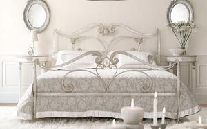 Pat lemn masiv Ducale – cu ornamente din fier forjat 120/160x200cm - 120x200