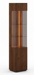Vitrină lemn masiv Aurora Iluminată Stejar Fumuriu, 43 × 37 × 205 cm - Deschidere Stanga