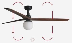Ventilator de tavan FARO 34276-11L KLIM L 1xE27/15W/230V lemn/negru + telecomandă