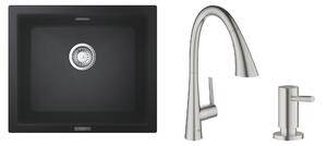 Set baterie bucătărie Grohe Zedra 32294DC2, chiuvetă din granit Grohe K700 31654AP0, 40535DC0