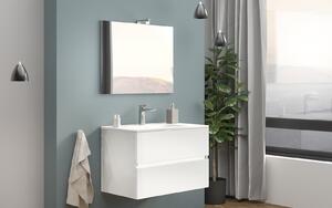 Set lemn masiv alb Mobilier Baie Suspendat Craig Lucios 60/80 cm - Alb lucios, 60 cm lungime