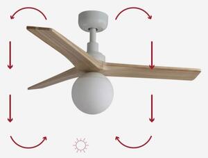 Ventilator de tavan FARO 34281-11L KLIM S lemn/alb + telecomandă