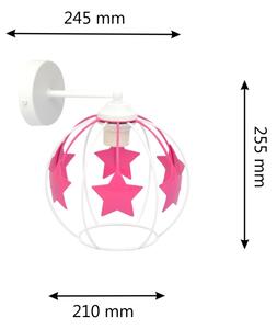 Lampă de perete pentru copii STARS 1xE27/15W/230V roz/alb
