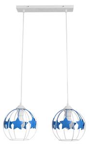 Lustră pe cablu pentru copii STARS 2xE27/15W/230V albastru/alb