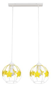 Lustră pe cablu pentru copii STARS 2xE27/15W/230V galben/alb