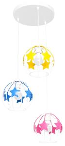 Lustră pe cablu pentru copii STARS 3xE27/15W/230V albastru/roz/galben
