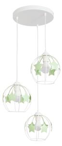 Lustră pe cablu pentru copii STARS 3xE27/15W/230V verde/alb
