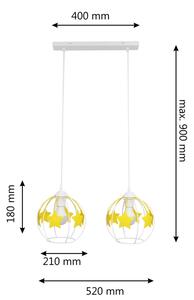 Lustră pe cablu pentru copii STARS 2xE27/15W/230V galben/alb