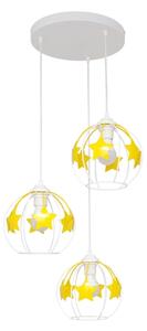 Lustră pe cablu pentru copii STARS 3xE27/15W/230V galben/alb