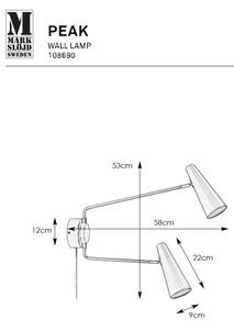 Lampă de perete Markslöjd 108690 PEAK 2xE14/40W/230V negru