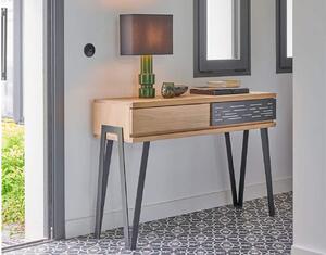 Masă stejar masiv de Toaletă Edge Personalizabilă, 121 × 35.5 × 80 cm - Naturel vieux
