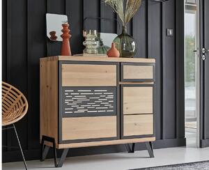 Comodă stejar masiv Edge Personalizabilă, 101 × 42 × 94 cm - Tabac