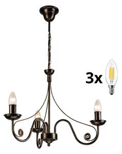 Lustră LED pe lanț Brilagi STEFANO 3xE14/40W/230V negru patină