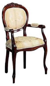 Scaun lemn masiv clasic Windsor cu Spătar Tapițat și Brațe, 58 × 57 × 99 cm - Crem