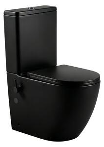 Erga Siena, Vas combinat WC 620x365x820 mm, Fără ramă + funcție bideu + capac WC, negru mat, ERG-V03-SIENA-RIM-BID-BK