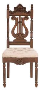 Scaun lemn masiv clasic Noble cu Spătar Lira, 59 × 50 × 115,5 cm - Nuc