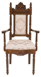 Scaun lemn masiv clasic Noble cu Spătar Tapițat și Brațe, 59 × 50 × 115,5 cm - Nuc