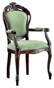 Scaun lemn masiv clasic Baroque cu Spătar Tapițat și Brațe, 58 × 58 × 107 cm - Nuc