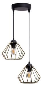 Lustră pe cablu CEED GOLD 2xE27/60W/230V d. 28 cm negru/auriu