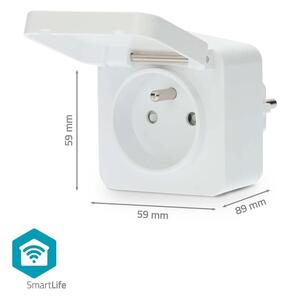 Priză inteligentă Nedis WIFIPO130EWT 3680W/230V/ tip E/16A Wi-Fi Tuya IP44