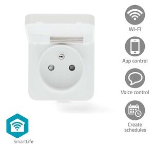 Priză inteligentă Nedis WIFIPO130EWT 3680W/230V/ tip E/16A Wi-Fi Tuya IP44
