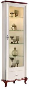 Vitrină lemn masiv nuc Milan III de Colț Alb-, 64 × 52,1 × 209,5 cm - spre stanga