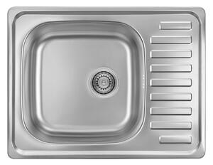 Kuchinox Junak, chiuvetă din oțel inoxidabil cu 1 compartiment 650x500x175 mm cu scurgător, suprafață netedă, oțel, LAV-SQA_013T