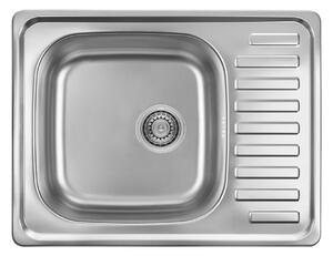 Kuchinox Junak, chiuvetă din oțel inoxidabil cu 1 compartiment 650x500x175 mm cu scurgător, suprafață canelată, oțel, LAV-SQA_313T