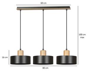 Lustră pe cablu TORIN 3xE27/15W/230V negru