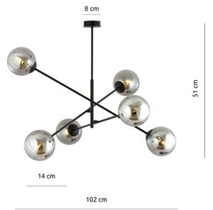 Lustră pe tijă LINEAR 6xE14/10W/230V negru/gri