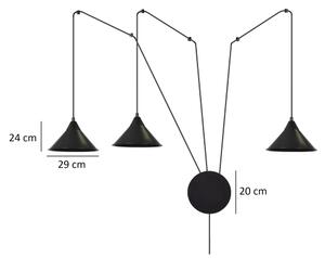 Lustră pe cablu ABRAMO 3xE27/15W/230V negru